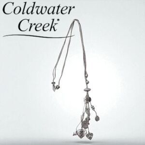 Boho Silver Charm Tassel Necklace Coldwater Creek Statement Layered